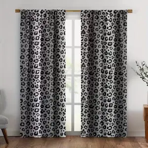 2 Pieces Leopard Print Curtains, Home Decoration Curtain, Stylish Pocket Rod Window Drapes for Bedroom & Living Room, Easy Installation for Cafes & Offices, Home Textile