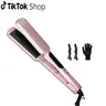 Thirtek 2-Inch Wide Anti-Frizz Nano Ceramic Flat Iron for Holiday Gifting and Parties- Device Charging Hair Straightener for Thick/Curly Hair, 15s Quick Heat and Adjustable Temp,  Includes Clips and Gloves