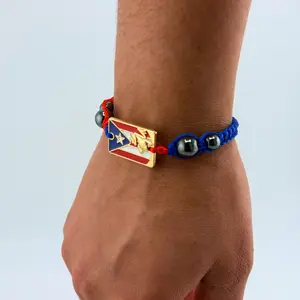 Puerto Rico Flag Bracelet - Vibrant Colors Adjustable 7-Inch Coqui Boricua Design - Perfect for Everyday Wear or Special Occasions