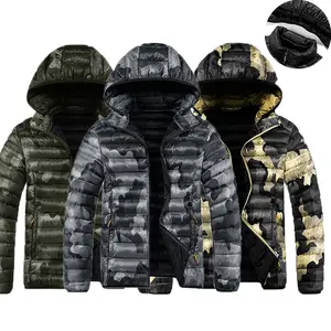 trendy warm Fashion Parka Men Chicago Winter Coat Camo Print Zip Camo Maple Leaf Hoodie for Men Warm and Stylish Outerwear