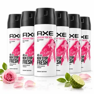 AXE Anarchy For Her Deodorant Body Spray Multipack Bundle (5oz / 150ml) Rose & Bergamot 48-Hour Freshness