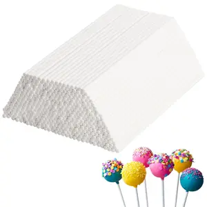 500Pcs 6 Inch White Paper Lollipop Sticks Paper Sucker Sticks Cake Pop Stick for Cake Toppers Chocolate Cookie Rainbow Candy