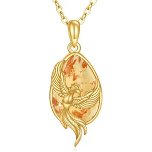 Amber Phoenix Pendant Necklace for Women 925 Sterling Silver Amber Animal Jewelry Phoenix Jewelry Gifts