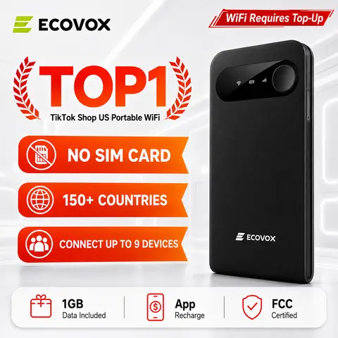 ECOVOX 2026 Upgraded WiFi 6 Mini Pocket WiFi Router - Built-in Multi-Carrier 4G LTE, No Contract/No SIM Required, Pay-As-You-Go, Feather-Light Portability (3.5 oz), Multi-Device Share for Tools and Gadgets, Tablets, Laptops, Car Travel Essentials