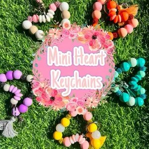 Heart shape MINI keychain color scheme vivid colors and bling made with wire