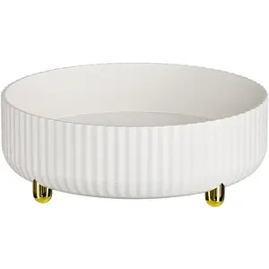 360° Rotating Storage Tray, Rotary Table Diameter 8.66 Inches, Cosmetics and Perfume Organizer, Desktop Storage Tray for Cosmetics and Skincare Products Large Capacity, Small White Racks