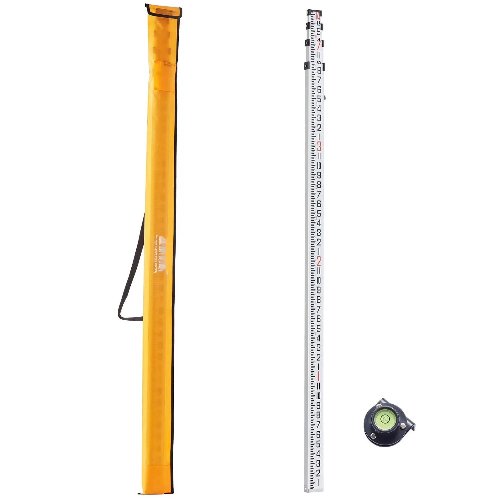 Measuring Rod, 14-Foot Telescopic With 1/8-Inch Increments, Four-Section Grade Rod For Surveying And Construction, Includes Soft Carry Bag, Durable Aluminum Construction, Easy-Read Scale, Precision Measurement Tool