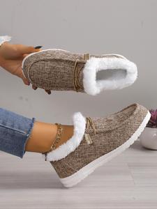 2025 women's casual slip on fluffy simple sneakers, warm comfortable round toe plush winter shoes, female all-match matching indoor shoes for fall & winter