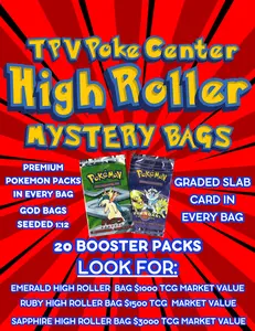 Pokemon $499 High Roller Pack Bag By TPV Poke - Includes 20 Packs + 1 Graded Slab