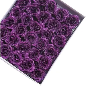 Purple Glitter Rose Heads (50pcs)