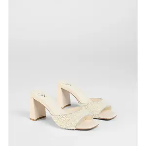 Classy And Cute Faux Pearl Block Heels