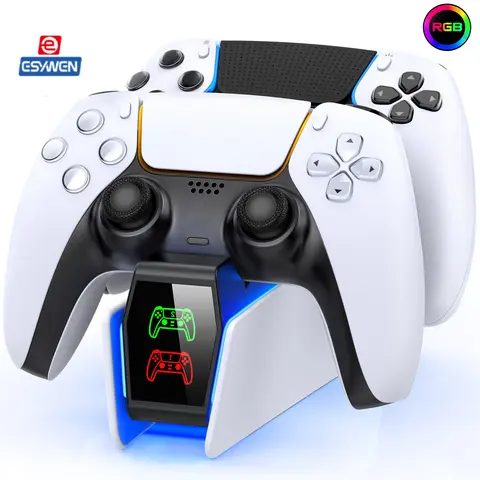 ESYWEN Wireless Dual Fast Charging Station with LED Light Indicator, 2.5-3 Hours Charging, Cable Included for PlayStation 5 (PS5) Controllers, Console Controller Accessories, Gaming Setup Back to School
