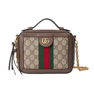 Gucci Ophidia Logo Canvas And Leather Mini Camera Bag For Women In Ebony