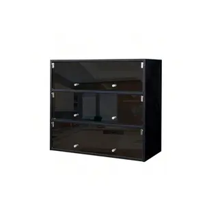 outstanding quality  Black Glass Door Box Shoe Storage Cabinet With LED Light Give Your Favorite Shoes The Display Space They Deserve