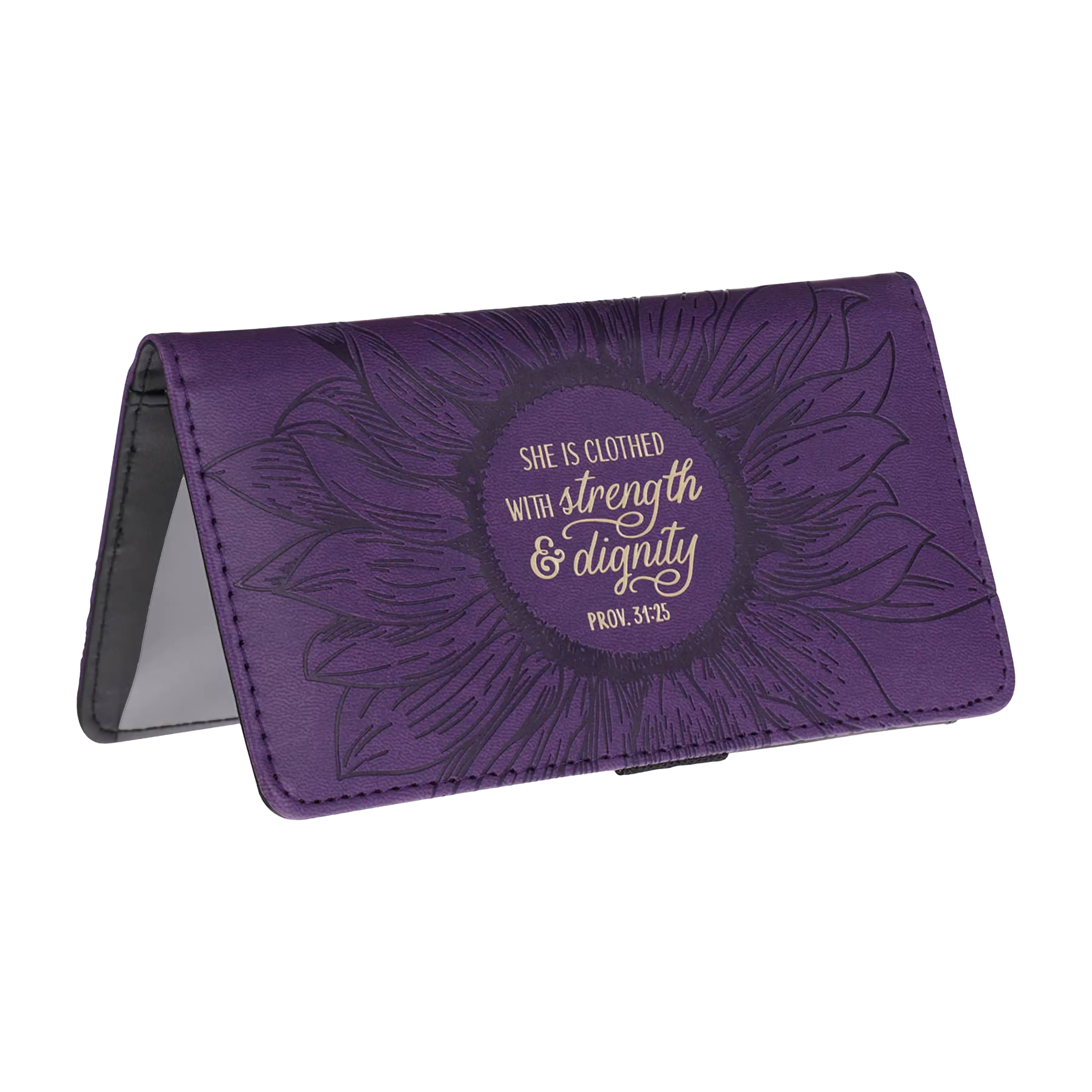 Strength and Dignity Purple Faux Leather Checkbook Cover - Proverbs 31:25