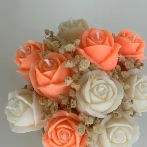 White and Orange Flower Vase Candle Orchid and Vanilla Scent Elegant Home Décor and Unique Gift for Any Occasion