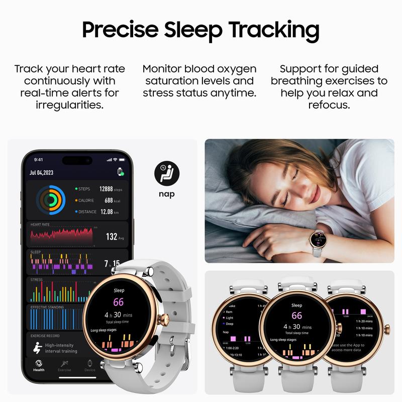 TOZO S8 AMOLED Smart Watch Women 1.32" HD Bluetooth Call Text, 100+ Sports Modes Sleep Stress Tracker, Waterproof Rose Gold Gift for Her
