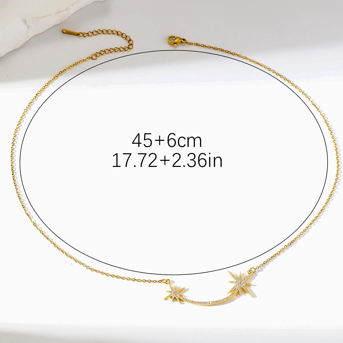 Double Starburst Pavé Stone Necklace - Dainty Everyday Minimalist Jewelry