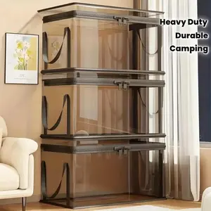[ Free Shipping ] Large Clear Thick Plastic Storage Boxwith Hinged Lid, Heavy-Duty Durable High CapacityOrganizer, Perfect for Home, Camping, Travel, Attic andMoving