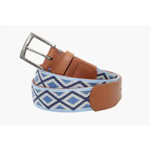 Cashiers Woven Belt - Stone/Navy/Admiral Blue/Cottage Blue