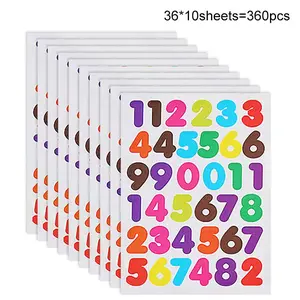 360 Pcs Colorful Number 0-9 Stickers, 10 Sheets Self-Adhesive Digit Stickers for Kids Crafts, Classroom Learning, Scrapbooking & DIY Decorations