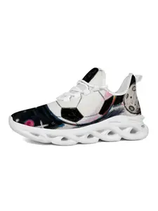 Exclusive Recommendation! Unique Fashion Trendy Sports Shoes, Cosmic Graffiti Design, Hollow Out Blade Sole, Football Print, Sock-Like Toe Cap