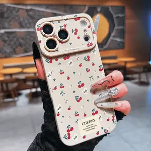 Cute Cherry Illustration Phone Case, Casing, Elegant Full Protection, Shockproof Tpu Soft Rubber Cover, Compatible with iPhone 17/11/12/13/14/15/16/7/8