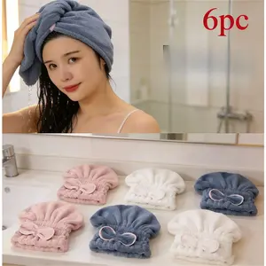 3-Pack / 6-Pack Ultra-Soft Microfiber Hair Drying Towel & Cap Set, Super Absorbent Quick-Drying Hair Towel, Skin-Friendly and Gentle for All Hair Types, Ideal for Daily Use, Shower, Salon and Travel