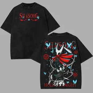 Hollow Knight Silksong Hornet vessel princess v10 Washed 2 sided printed T-Shirt anime manga game merch Art Printed Menswear Streetwear graphic tee