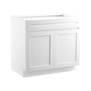 VEVOR White Shaker Base Cabinet with Drawer, 30-Inch Unassembled Drawer Base Cabinet, 30 Wx 24 Dx 34.5 H Ready to Assemble Cabinet with Soft-Close Doors and Adjustable Shelf, for Home Office