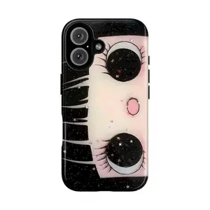【Magnetic Design】Dreamy INS Glittering Big Eyes Comic Girl Smartphone Case, Rubber Shell Cover Accessory for iPhone 17 Pro Max, 16, 15, 14, 13, 12, 11  |   Gift for Her
