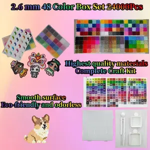 2.6mm 48 Color Box Set,24000Pcs,Stainless Steel Precision Tweezers Set,3D Pixel Puzzle Beads,Perfect for Kids & Adults Craft,Multiple Available,Infinitely Creative Maierial,DIY Bead Set,Spelled Beads Keychain pendant