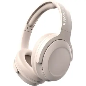 HyperGear Foldable Over-Ear Headphones - Wireless Bluetooth Headphones with Active Noise Cancelling, HD Audio & Deep Bass, Bone