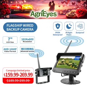 AgriEyes Flagship Wired Backup Camera（include 1 Camera） – 4 Inputs, Night Vision, IP69K, Audio, Split-Screen & More