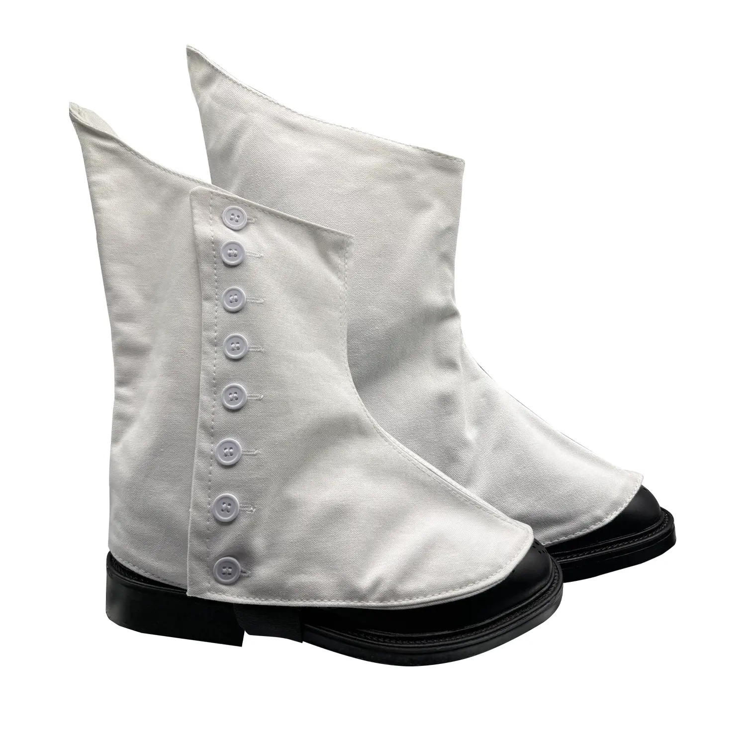 Women's Scottish Kilt Footwear Spats - 8 White Buttons, Velcro Closure, Expandable, Highland Pipers & Drummers Costume Accessory, Money Back Guarantee