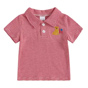 Toddler Baby Boy 4th of July Polo T Shirt Dog American Flag Embroidered Lapel Collar Buttons Striped Summer Blouse Tops #Summervibes