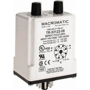 Macromatic 8 Pin, Multiple Range DPDT Time Delay Relay 10 Contact Amp, 120 VAC/VDC, Knob TR-53122-09