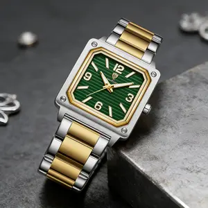 GOHUOS Luxury Retro Watch 35mm Square Case Date Display Stainless Steel Strap Waterproof Quartz Movement Gift Box