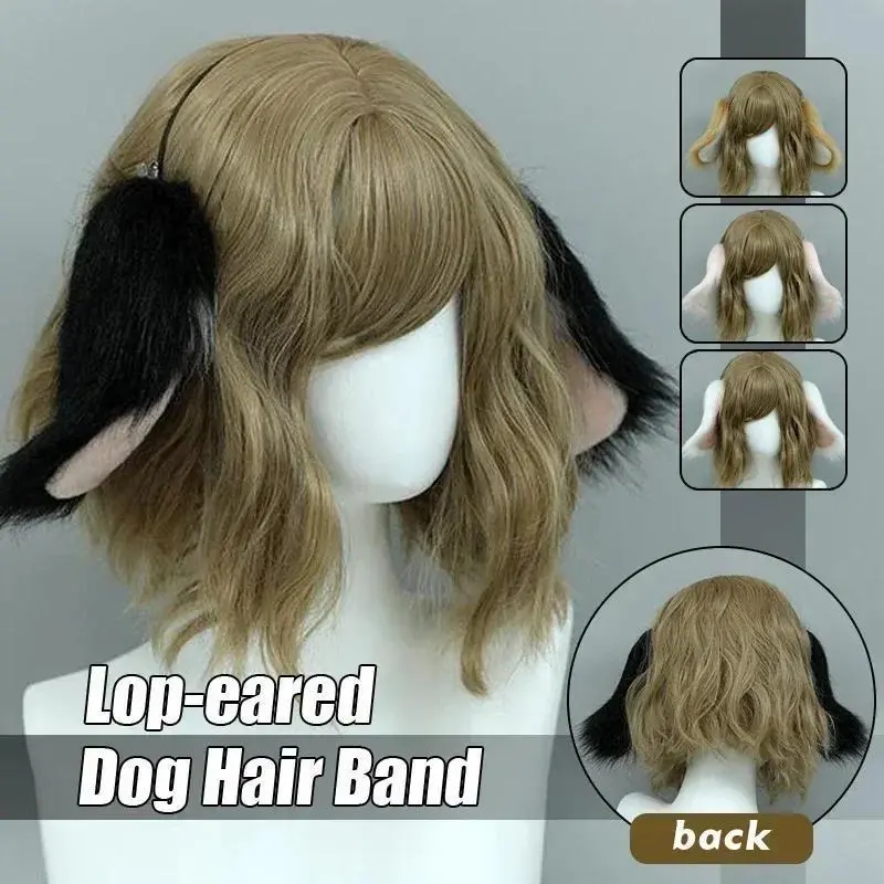 1Pc Faux Fur Dog Drooping Ears Women Bunny Animal Ear Furry Headband Party Cosplay Headwear Simulation Animal Ear Headband