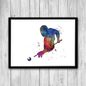 Billiard player watercolor art print | Multicolored artwork for Home Pool room wall art decor | Snooker colorful poster | Unframed