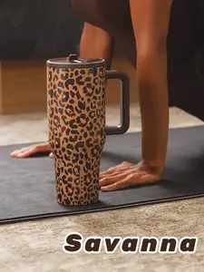 HYDROJUG Traveler Tumbler 40oz Savanna Leopard Print Pattern Of Triple-Wall Insulated Stainless Steel With Straw Cup. Flip-Straw, Completely Leak-Proof. Perfect For Students And Office Workers, Sports, Outdoor Activities, Camping, Traveling.