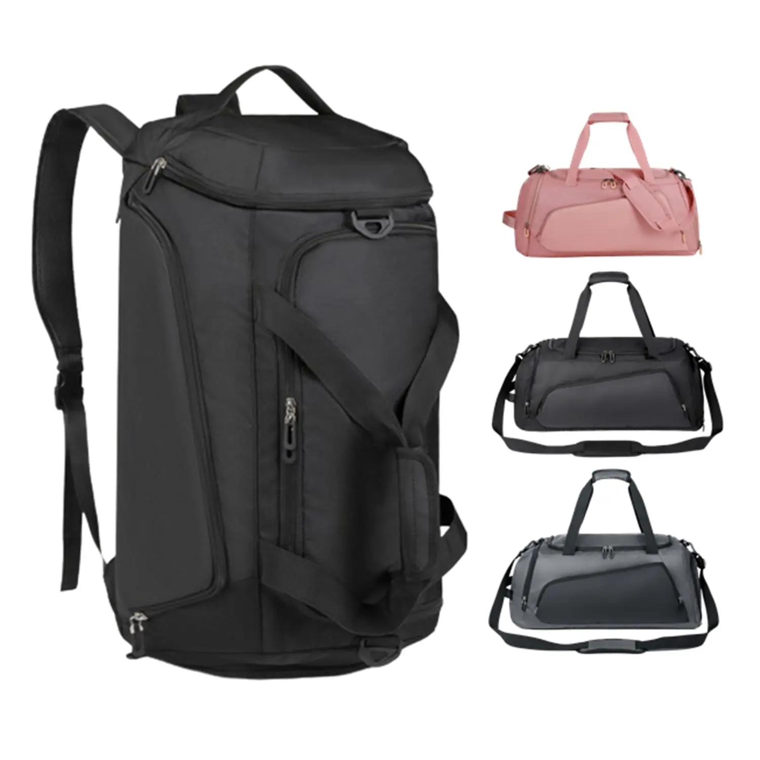 Large Capacity Shoulder Bag for Travel Gym, Sporty Solid Color & Wrinkle Resistant with Dry/Wet Separation, Hooks For Hanging, Breathable Mesh Bag Inside, Oxford, Dry/Wet Sep., Duffel/Weekender Bag