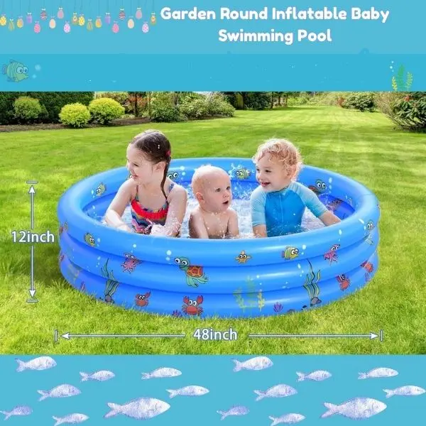 Unisex Inflatable Paddling Pool, PVC-Free Portable Toddler Kiddie Pool for Indoor-Backyard Water Play, Easter Gift for Kids, Inflatable Paddling Pools