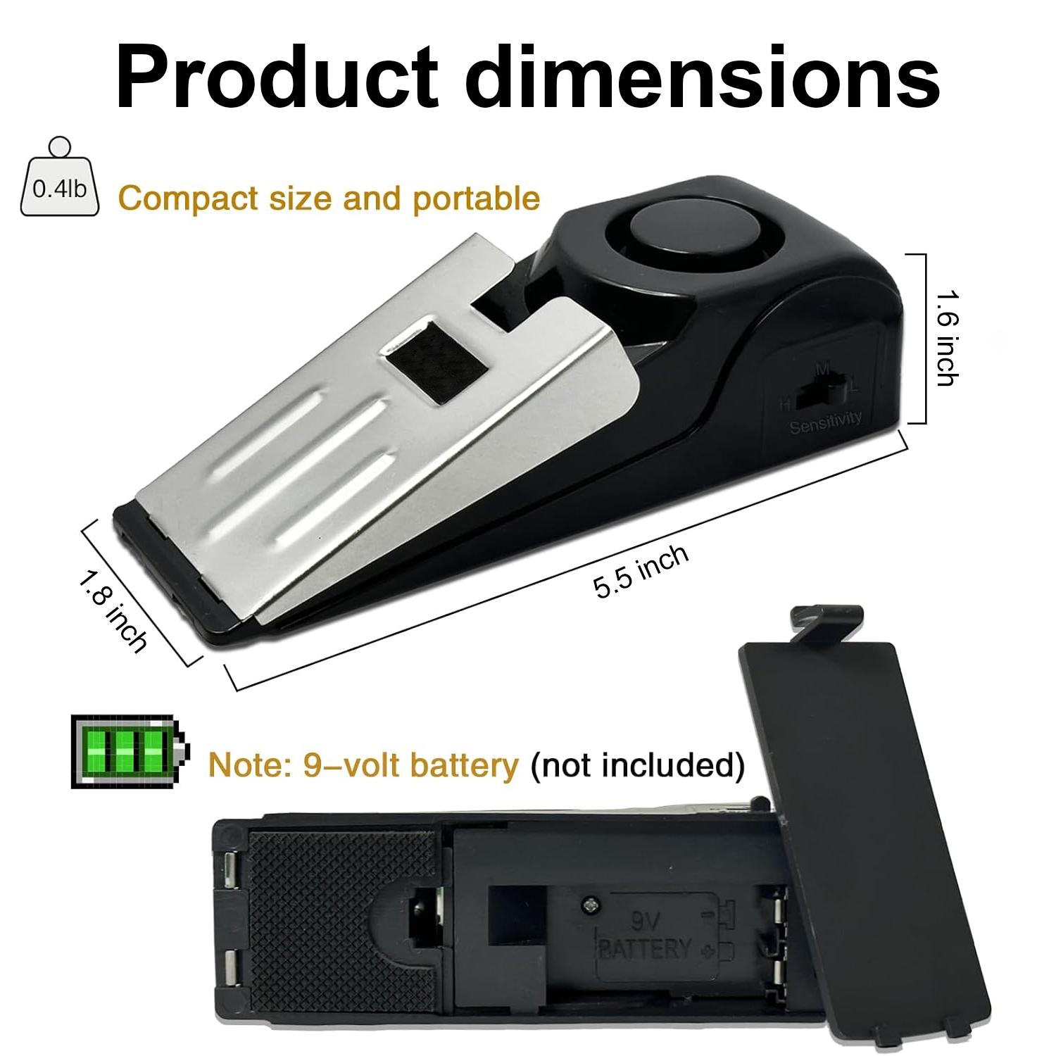 Door Stop Alarm with 120DB Siren Door Stop for Home & Travel, Door Stoppers for Bottom of Door on Floor, Premium Rubber Door Stopper Wedge, Floor Sturdy Stackable Door Stops for Carpet Heavy Duty Door, Door Gaps