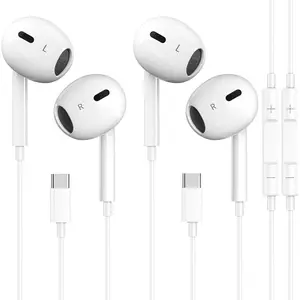 2 Pack-USB C Headphones for  17/16/15 Earbuds USB C Wired Earphones with Mic & Remote Control Noise Cancelling for  15, iPad Pro, Galaxy S23/S22/S21/S20/Ultra Note 10/20, Pixel 7/6/6a/5/4