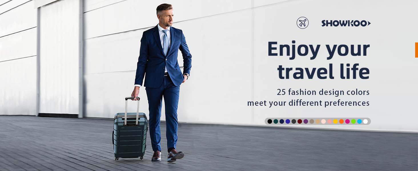 SHOWKOO Durable Luggage 3-Piece Set Full PC Expandable (20/24/28in) Carry On Luggage Hardshell Suitcase with TSA Lock Smooth Wheels Premium Gift for Travel, School, Business