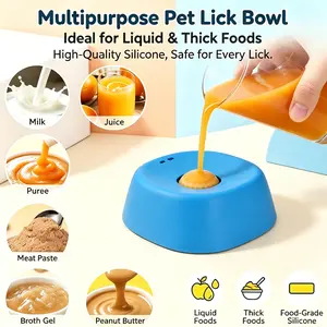 Slow Feeder Dog Bowl with Rolling Lick Ball - No Spill Pet Licking Bowl for Bone Broth, Yogurt & Post-Op Feeding, Anti-Gulping Puzzle Feeder for Dogs & Cats