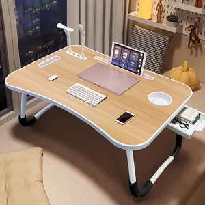 Portable Foldable Lap Desk with Storage Drawer & Cup Holder for Bed Couch Working and Reading -Laptop Bed Desk