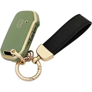 TPU Car Protector Key Fob Cover with Chain for Kia 2020-2022 Soul 2019-2021 Forte 2020-2021 Telluride K5 2021-2022 Seltos NIRO Sportage Sorento Smart Remote Key Fob (Green)