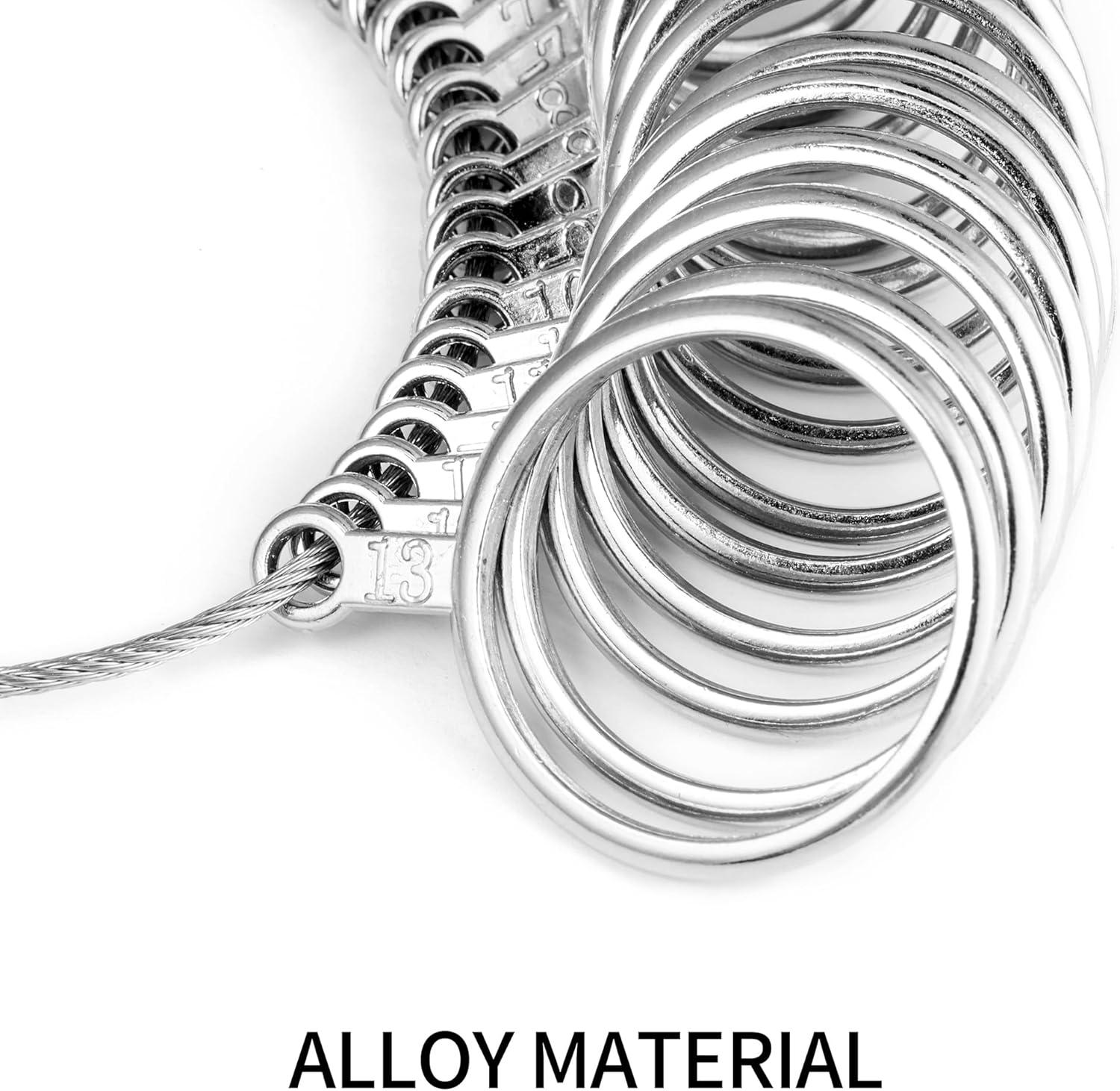 US Ring Sizer Tool Kit - Complete Finger Measuring Set with US Ring Gauges, Mandrel & Measuring Tapes